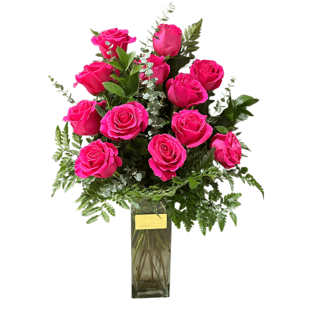 1 Dozen Hot Pink Roses Oakland Park Florist Flower Delivery By 2 Lips Floral Design 