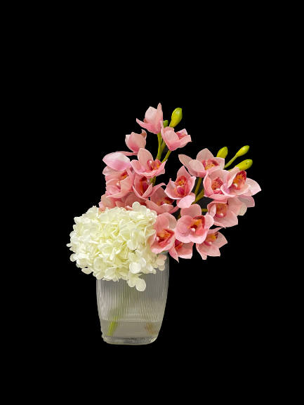 White Hydrangeas And Cymbidium Oakland Park Florist Flower Delivery By 2 Lips Floral Design 